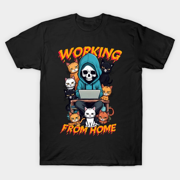 Working From Beyond - Reaper's Home Office T-Shirt by LopGraphiX